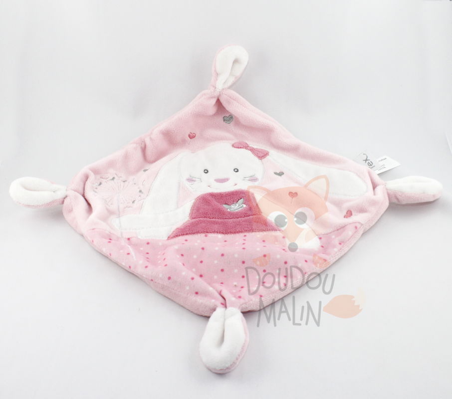  baby comforter rabbit pink white grey flower heart 